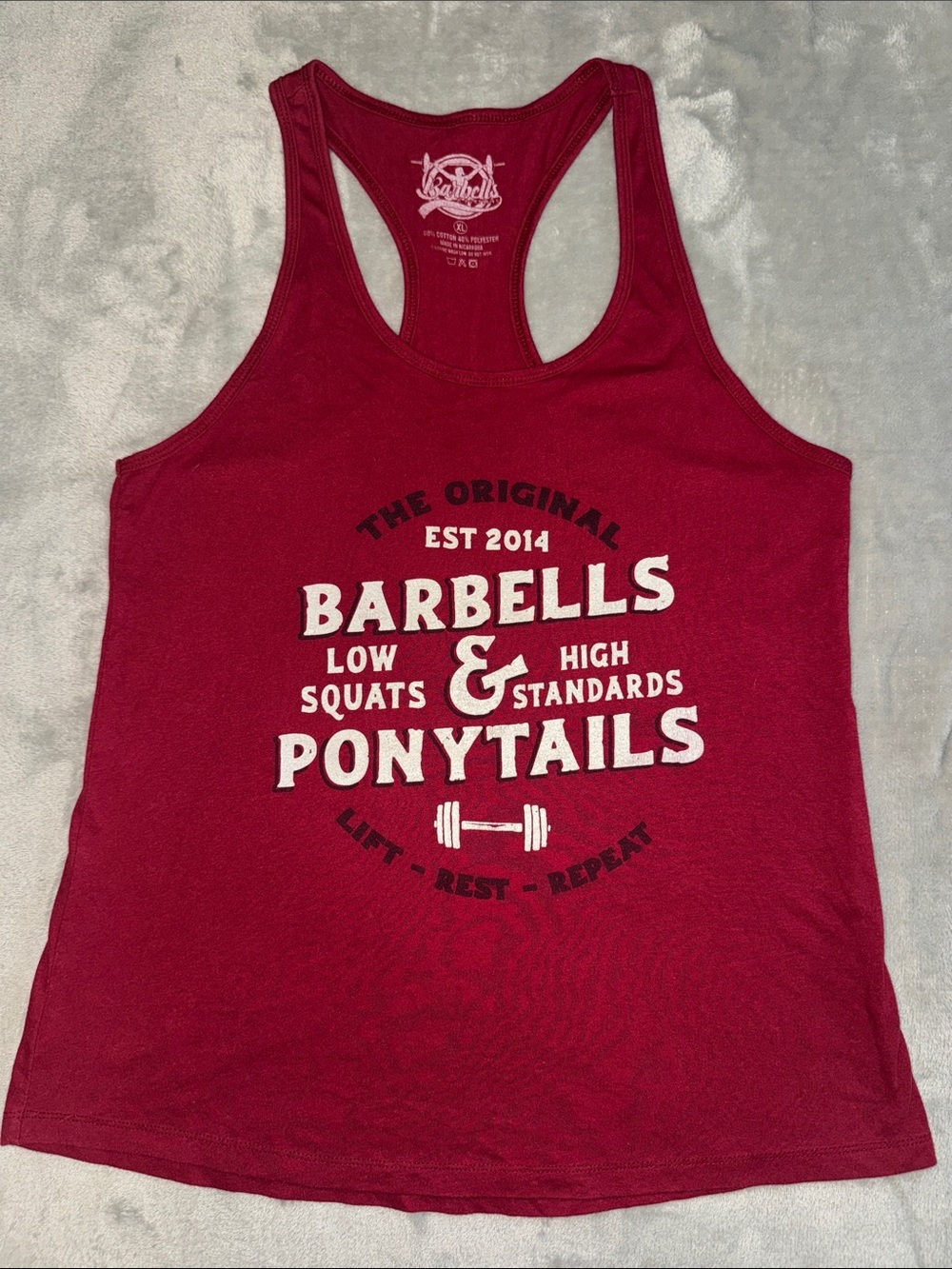Barbells & Ponytails Women's Racerback Tank Top - Burgundy
